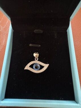 Sterling Silver (925) Evil Eye Pendant with Blue Center